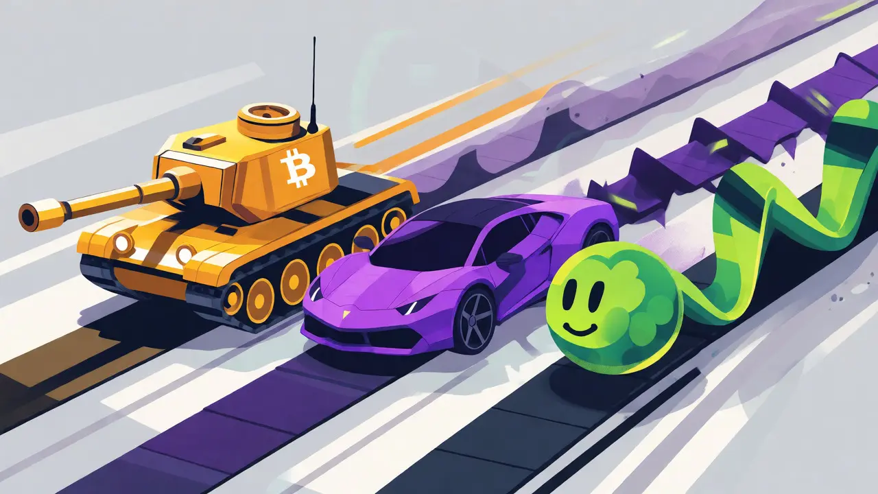 Stylized comparison of Bitcoin, Ethereum, and Altcoin volatility levels