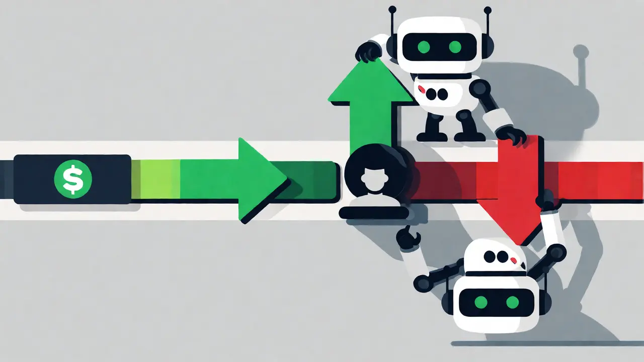 Visual diagram of a sandwich attack squeezing a user transaction between two bots
