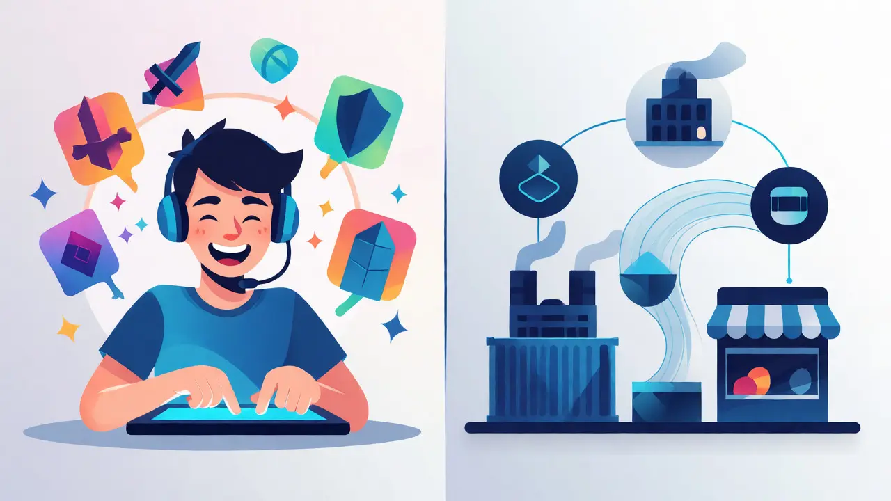 Gamer minting NFTs and corporate supply chain tracking via sidechain networks
