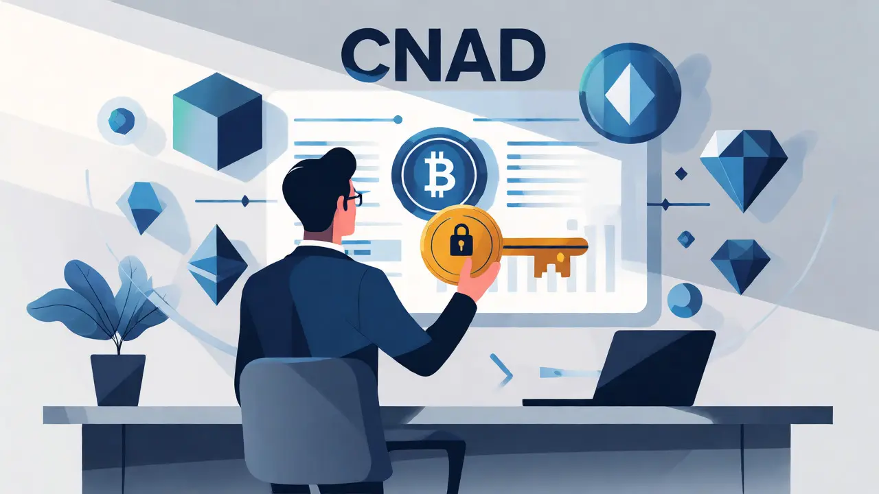 Professional obtaining digital asset licenses from regulatory authority in modern office